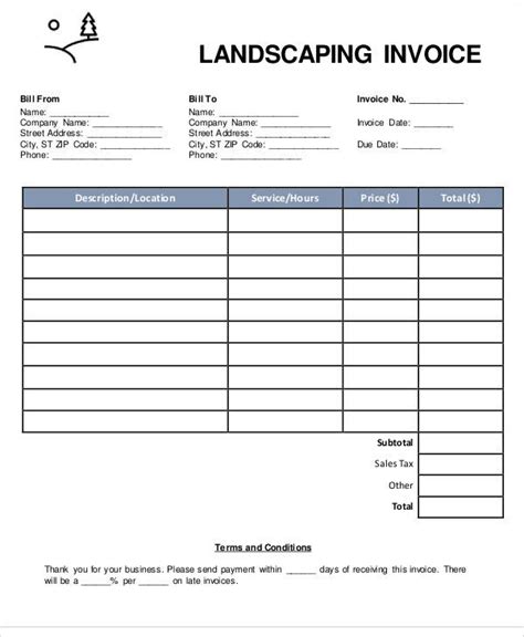 Landscaping Invoice Template Excel